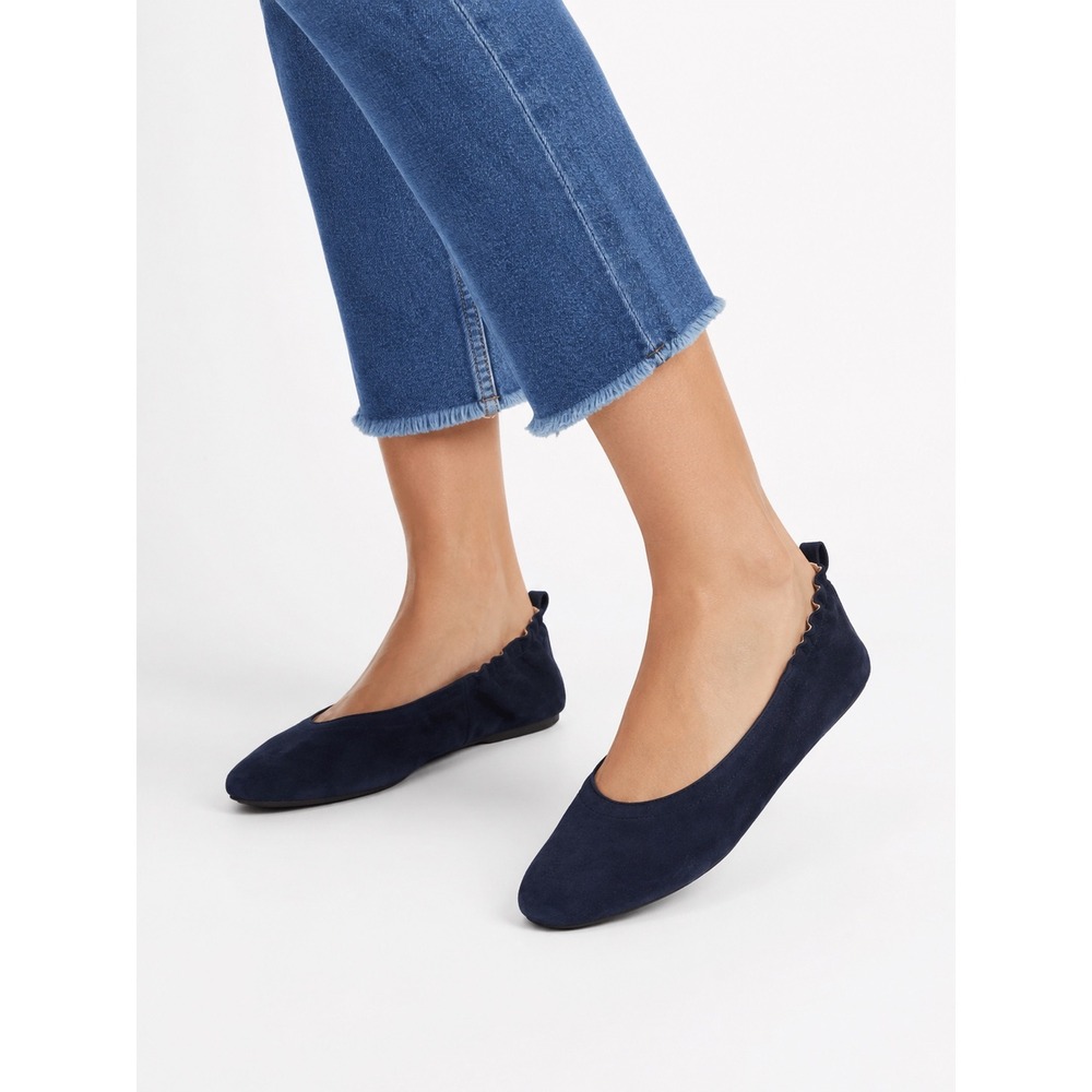 Everlane The‎ Italian Day Flat Navy Blue Suede Ballet Flats Womens 7